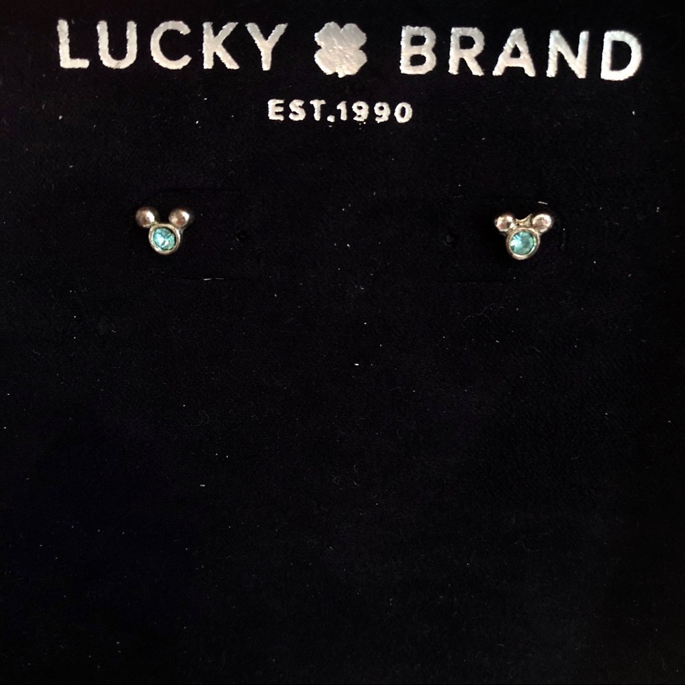 Disney Mickey Mouse Aquamarine Stud Earrings - Picture 2 of 3